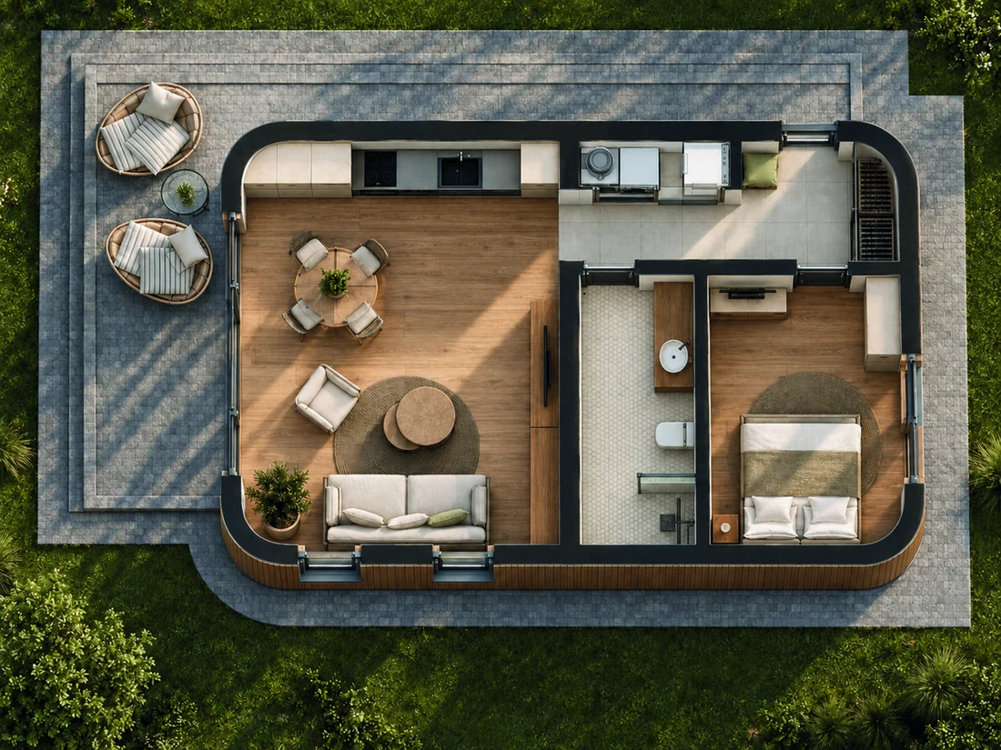 The Jewel 4X furnished layout example from the original catalogue